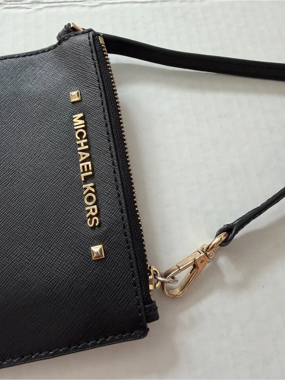 Michael Kors Black Leather Wristlet Card Case